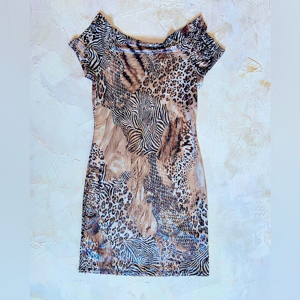 Arden B. metallic Animal Print Mini Bodycon Dress